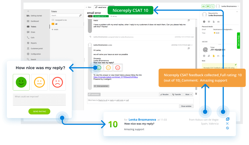 Implement customer feedback survey in LiveAgent