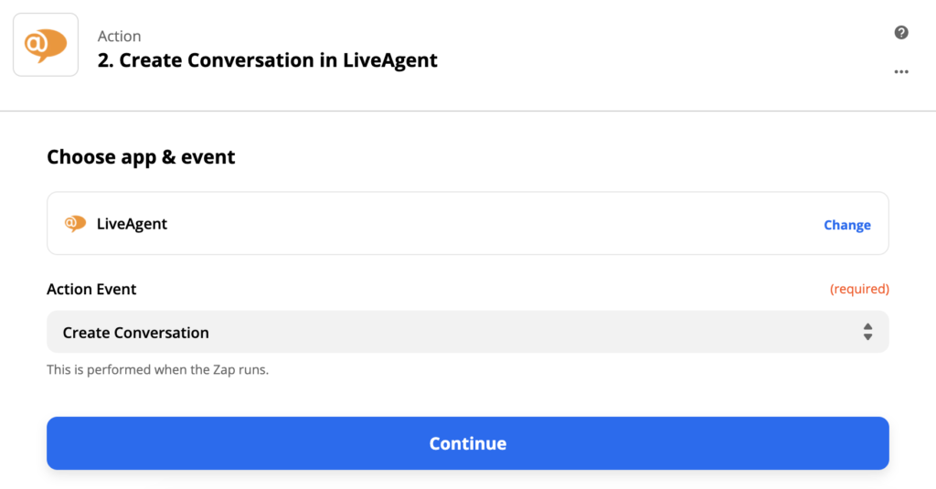 LiveAgent darbības iestatīšana Zapier