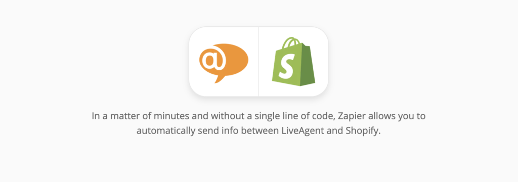 LiveAgent un Shopify integrācijas lapa vietnē Zapier