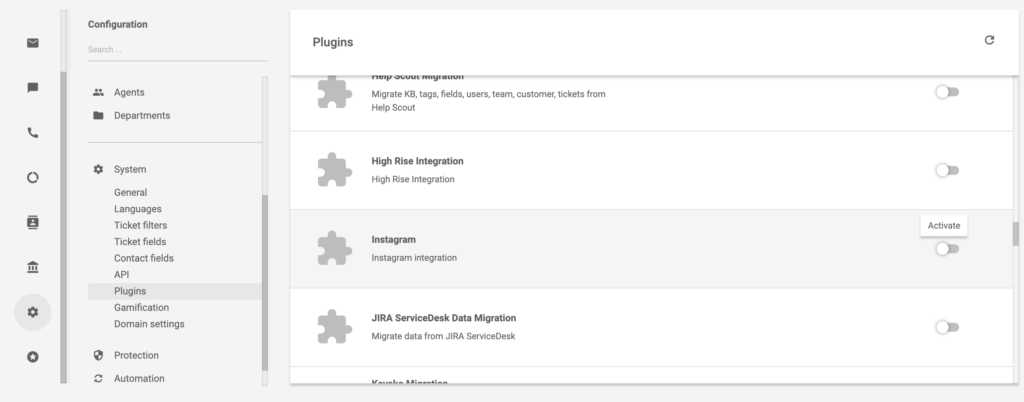 Instagram spraudnis LiveAgent platformā