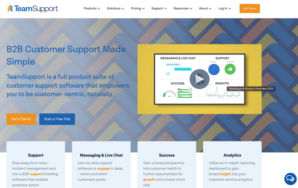 TeamSupport pieteikumu apstrādes programmatūras mājaslapa