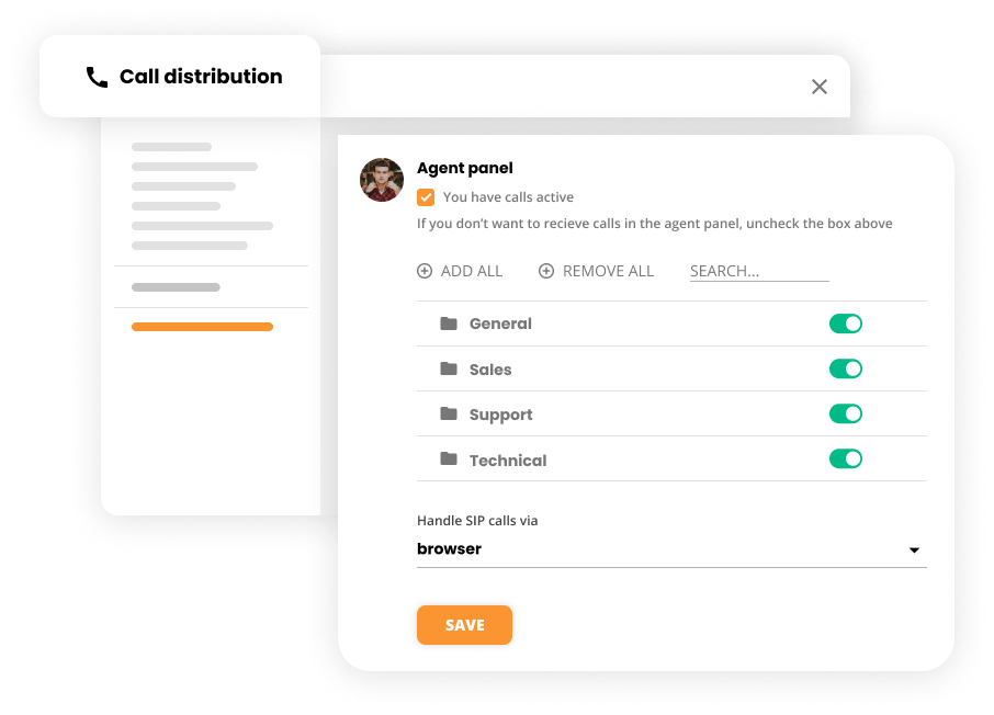 Zvanu sadales iestatījumi kontaktu centra programmatūrā - LiveAgent